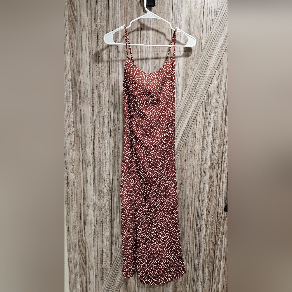 Rust Floral Tie Back Dress